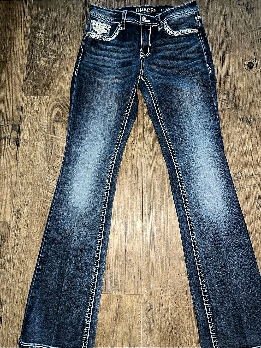 Grace in LA Easy Fit Boot Cut Jeans Blue Waist 27